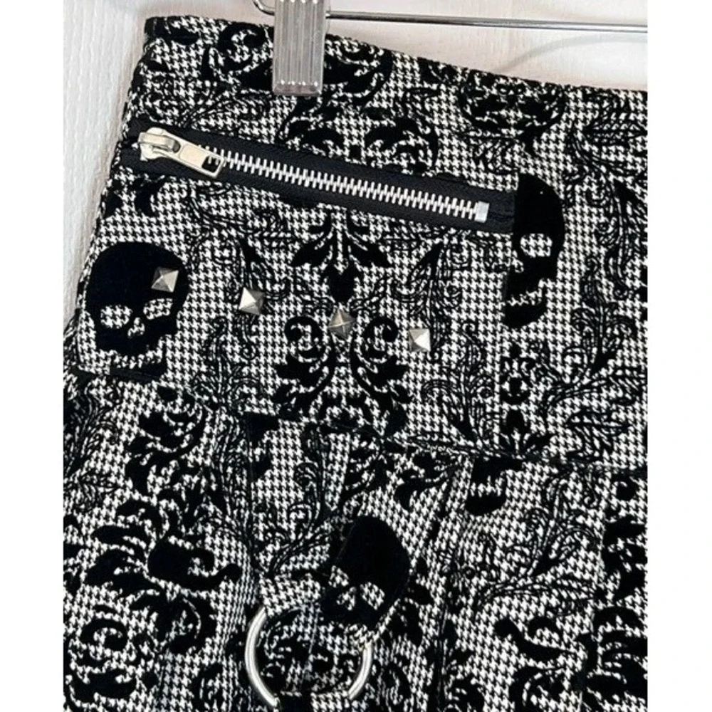 Hell Bunny Irene Skirt L Rare Deadstock Mall Goth Punk Damask Skull Houndstooth